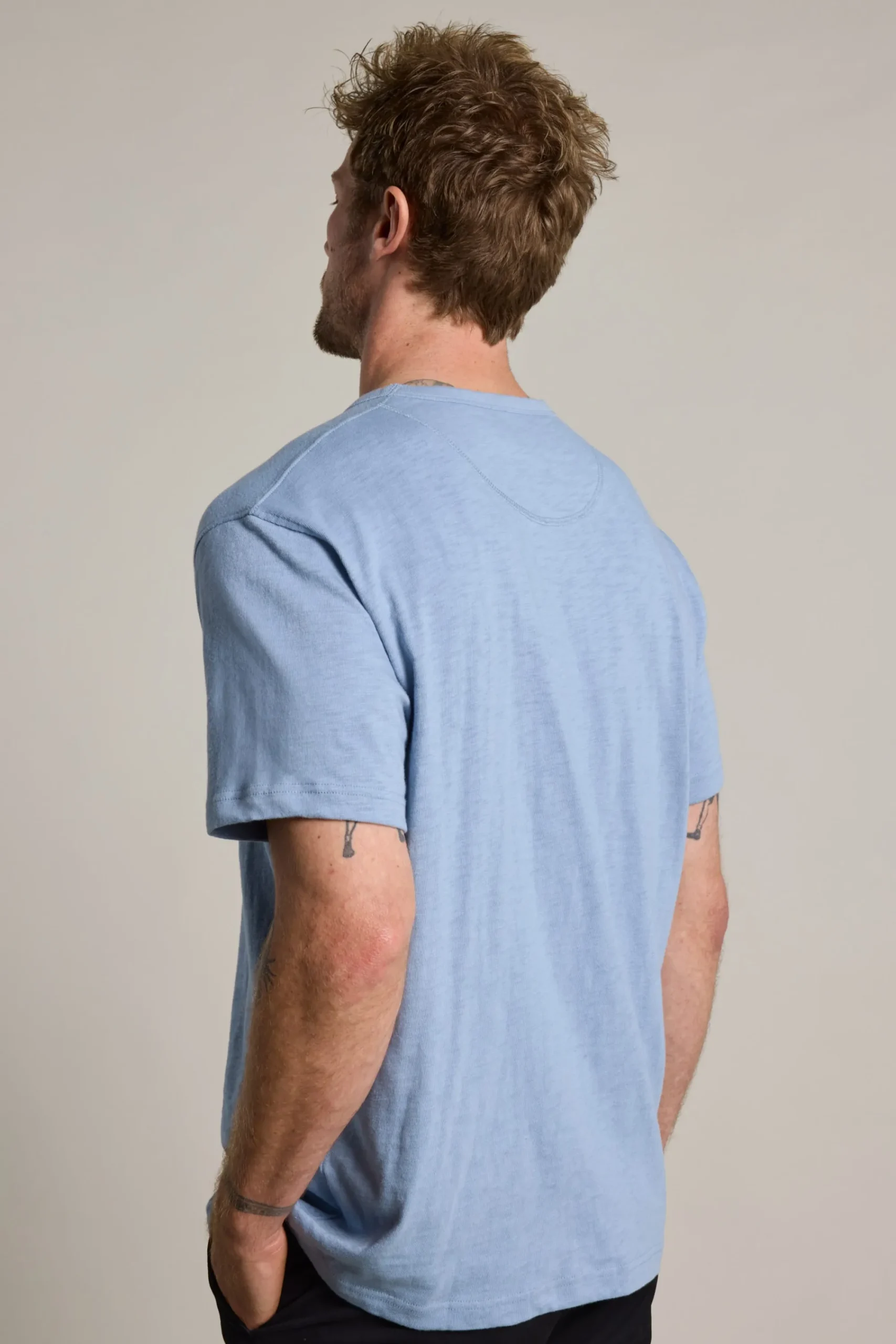 Barkers Essential Tees^Anderson Slub Tee STONE BLUE
