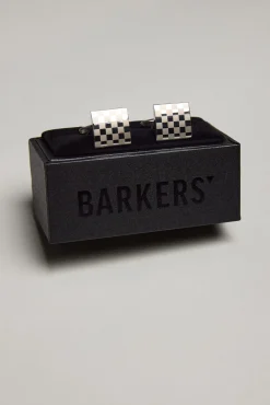 Barkers Cufflinks & Clips|Suiting Accessories^Classic Silver Chequered Cufflink