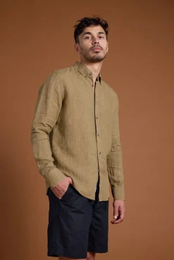 Barkers Casual Shirts|Casual Shirts^Dorset Linen Shirt CAMEL
