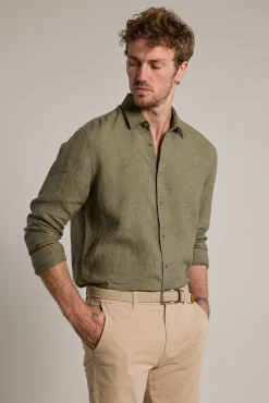 Barkers Tailored Fit Shirts|Tailored Fit Shirts^Dorset Linen Shirt OLIVE