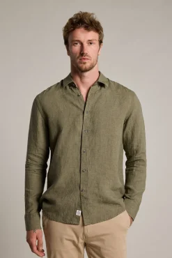 Barkers Tailored Fit Shirts|Tailored Fit Shirts^Dorset Linen Shirt OLIVE