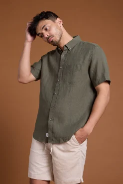 Barkers Casual Shirts|Casual Shirts^Gentry Linen Shirt GREEN