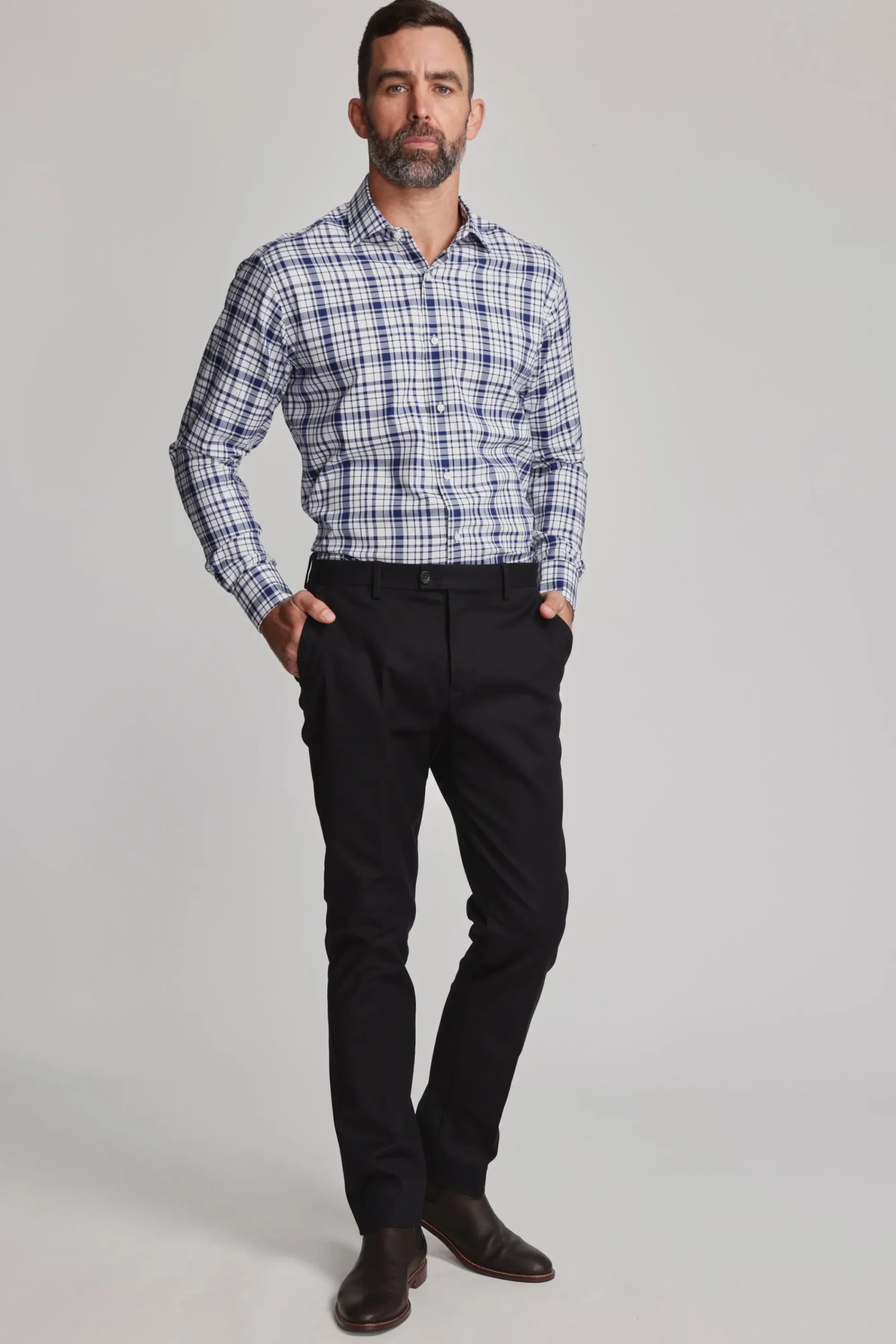 Barkers Classic Fit Shirts|Classic Fit Shirts^Kensington Check Business Shirt NAVY