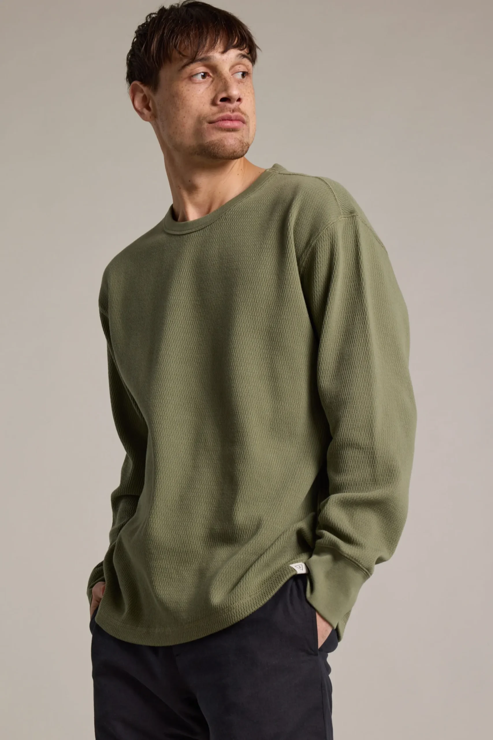 Barkers Cotton Knitwear^Monterey Waffle Crew SAGE