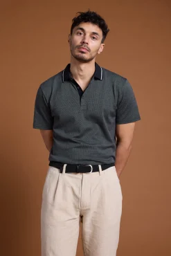 Barkers Polos|Polo Shirts^Olson Mercerised Texture Polo BLACK