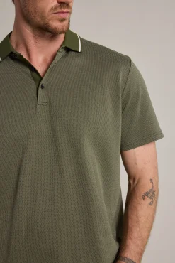 Barkers Polos|Polo Shirts^Olson Mercerised Texture Polo KHAKI