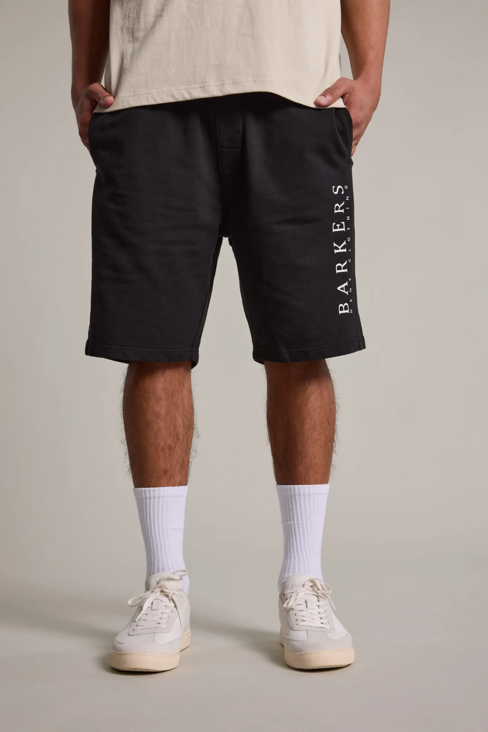 Barkers Shorts|Barkers Track Pants^Organic Classic Print Track Short BLACK