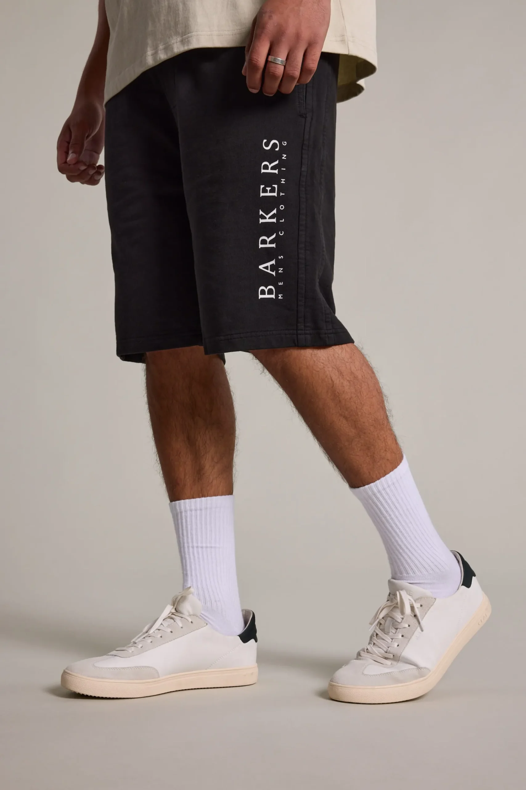 Barkers Shorts|Barkers Track Pants^Organic Classic Print Track Short BLACK