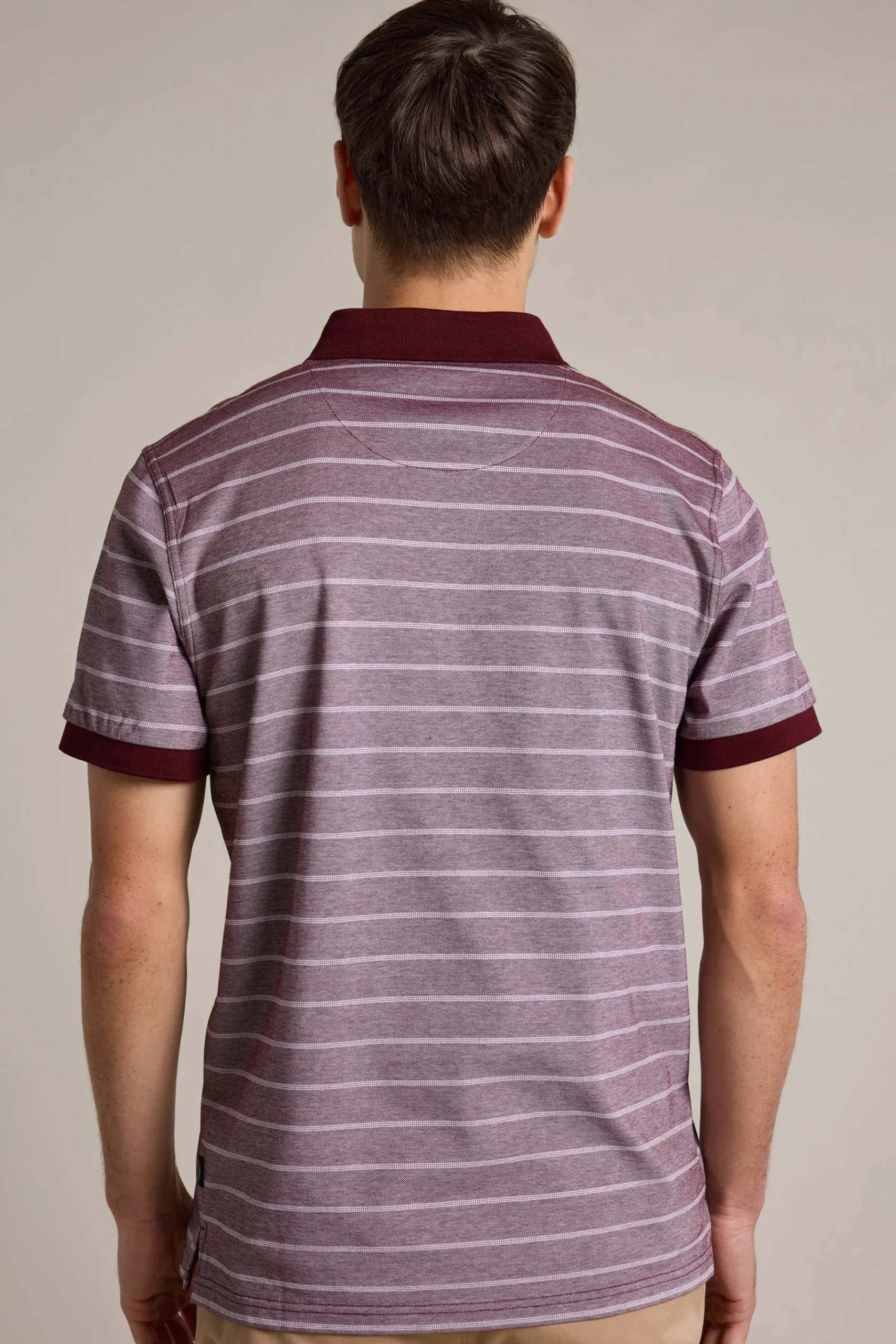 Barkers Polos|Polo Shirts^Oxley Mercerised Stripe Polo BURGUNDY