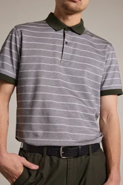 Barkers Polos|Polo Shirts^Oxley Mercerised Stripe Polo OLIVE