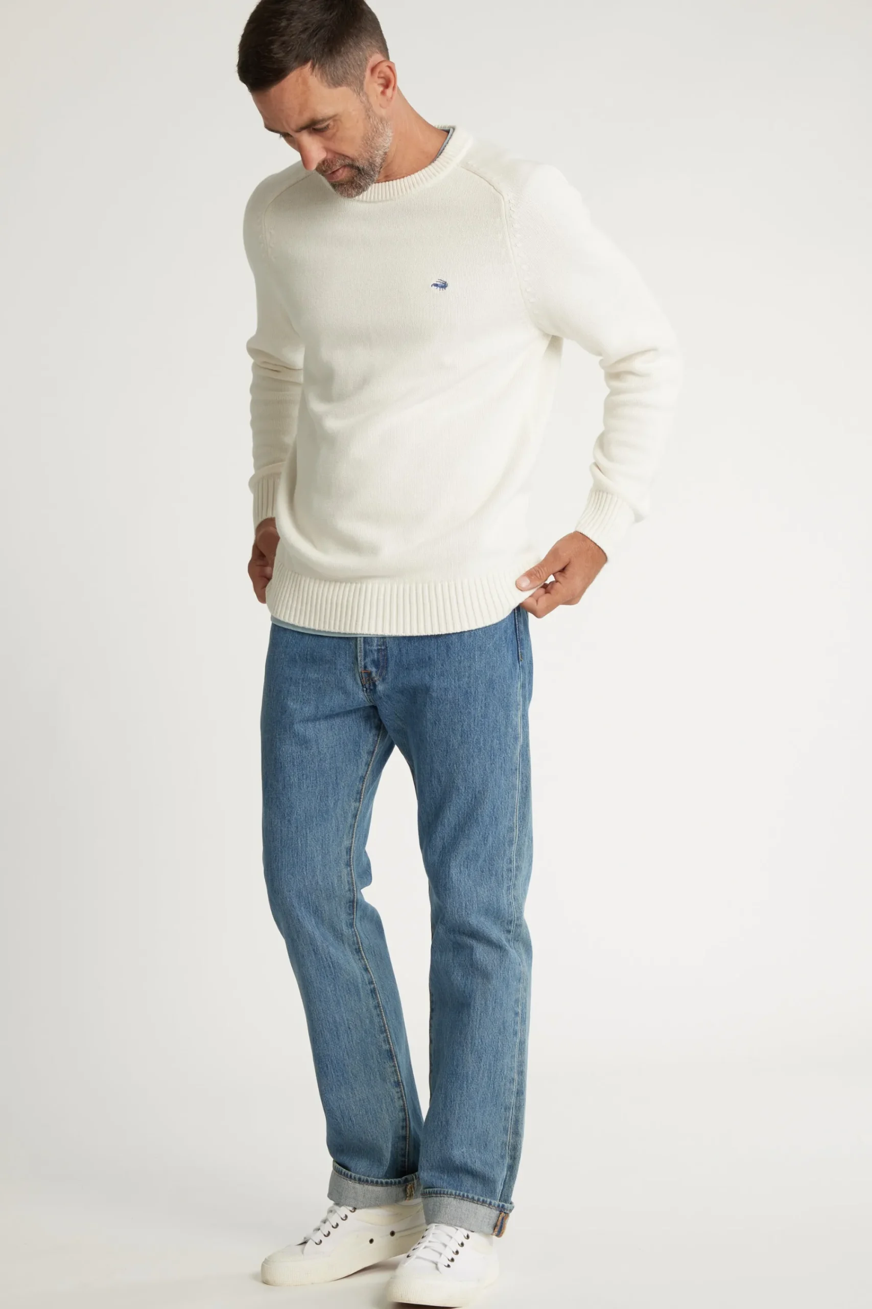 Barkers Cotton Knitwear^Paloma Cotton Crew OFF WHITE