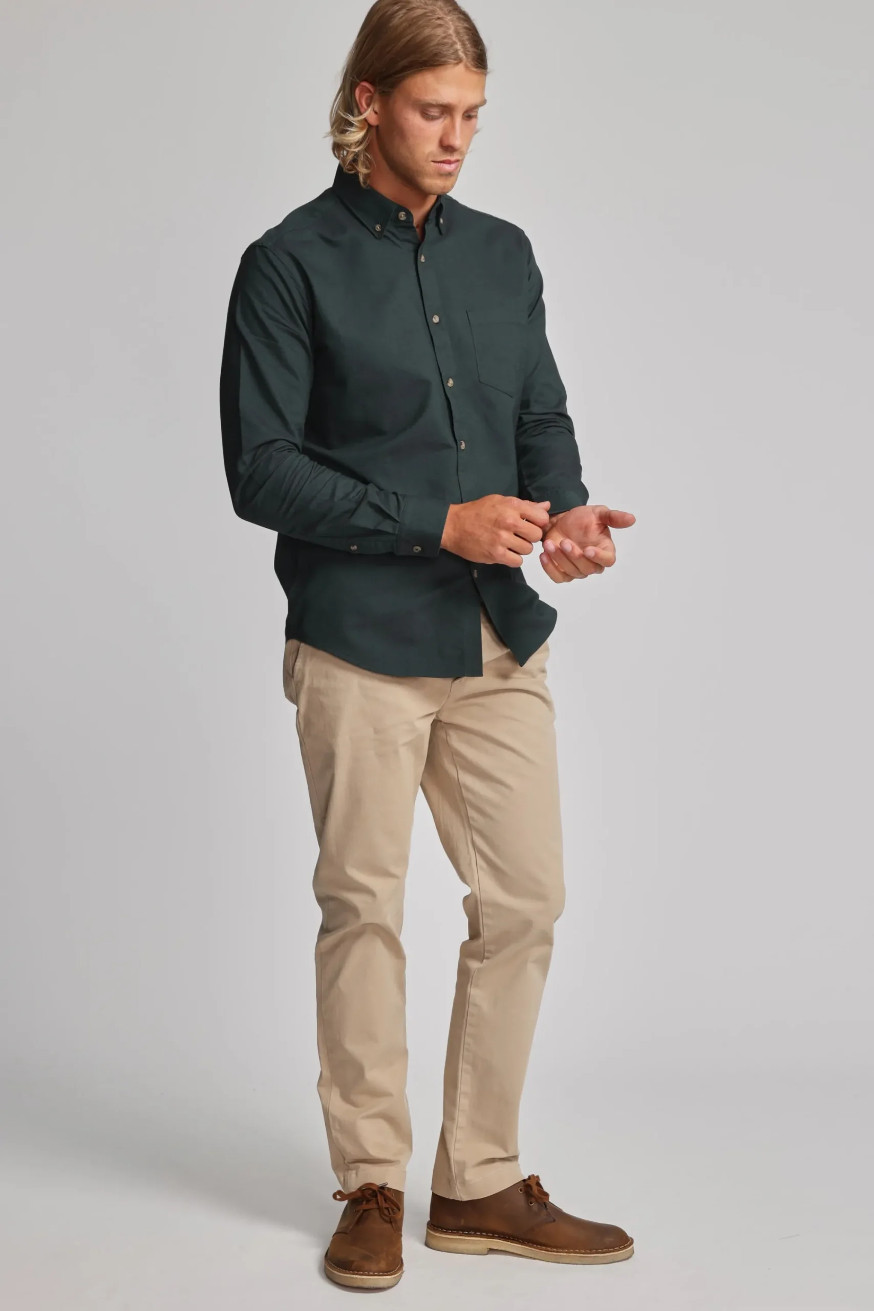 Barkers Tailored Fit Shirts|Tailored Fit Shirts^Thatcher Oxford Shirt OLIVE