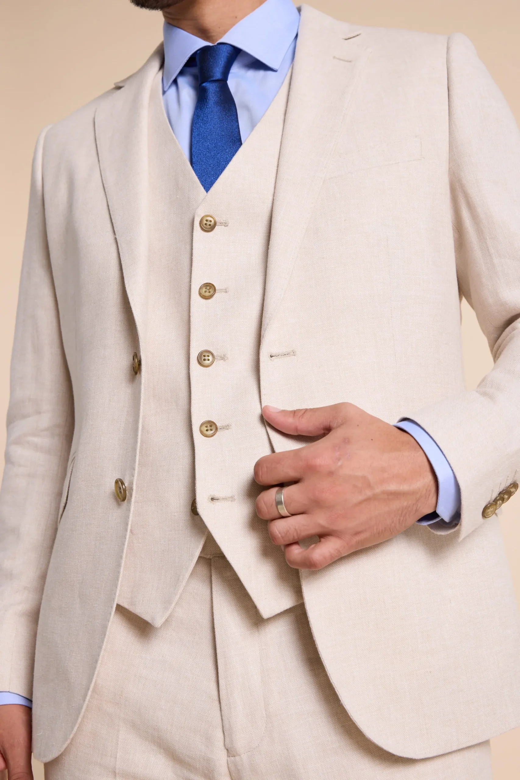 Barkers Waistcoats|Waistcoats^Thompson Textured Linen Waistcoat