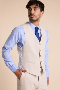 Barkers Waistcoats|Waistcoats^Thompson Textured Linen Waistcoat