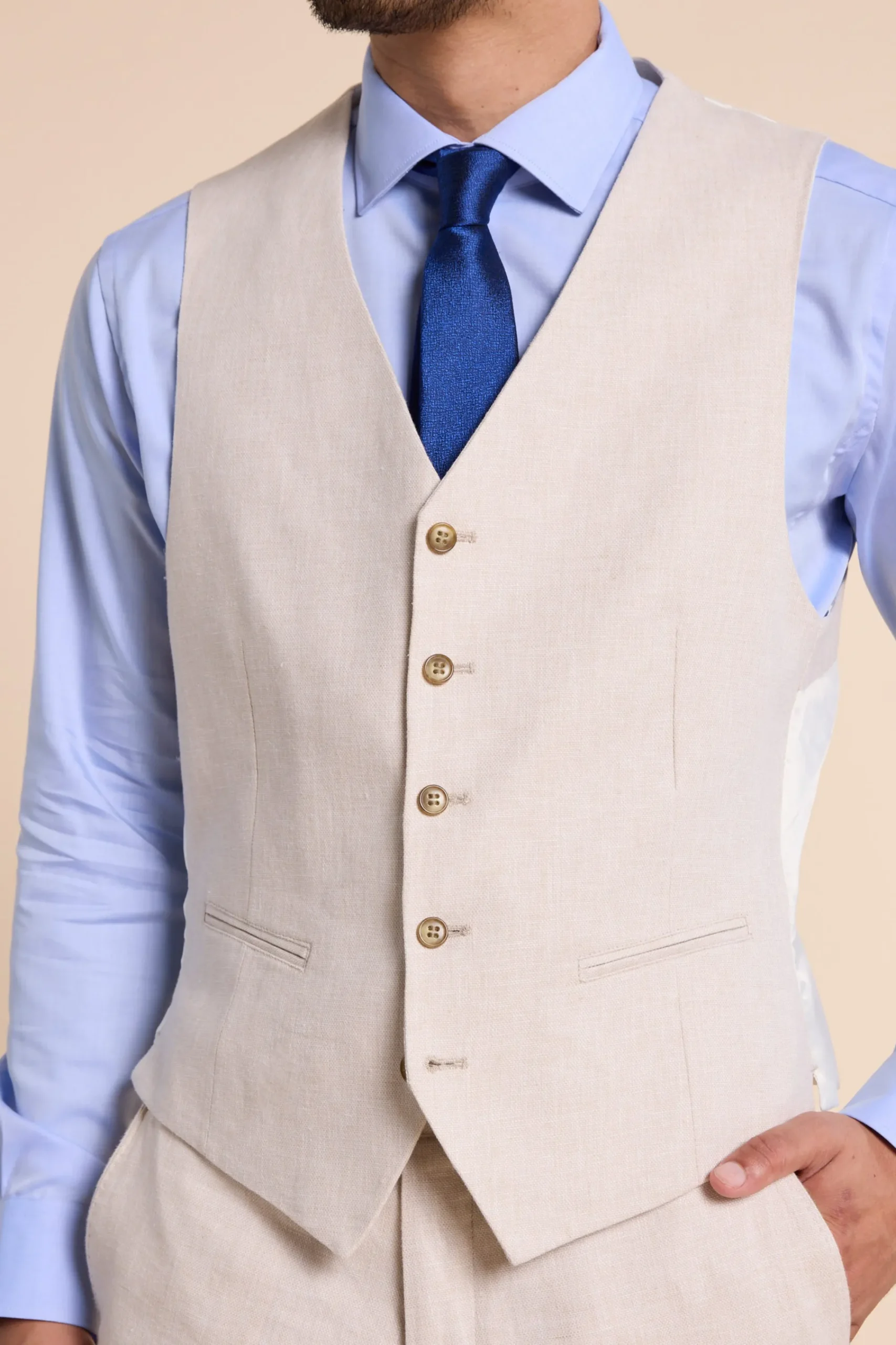 Barkers Waistcoats|Waistcoats^Thompson Textured Linen Waistcoat
