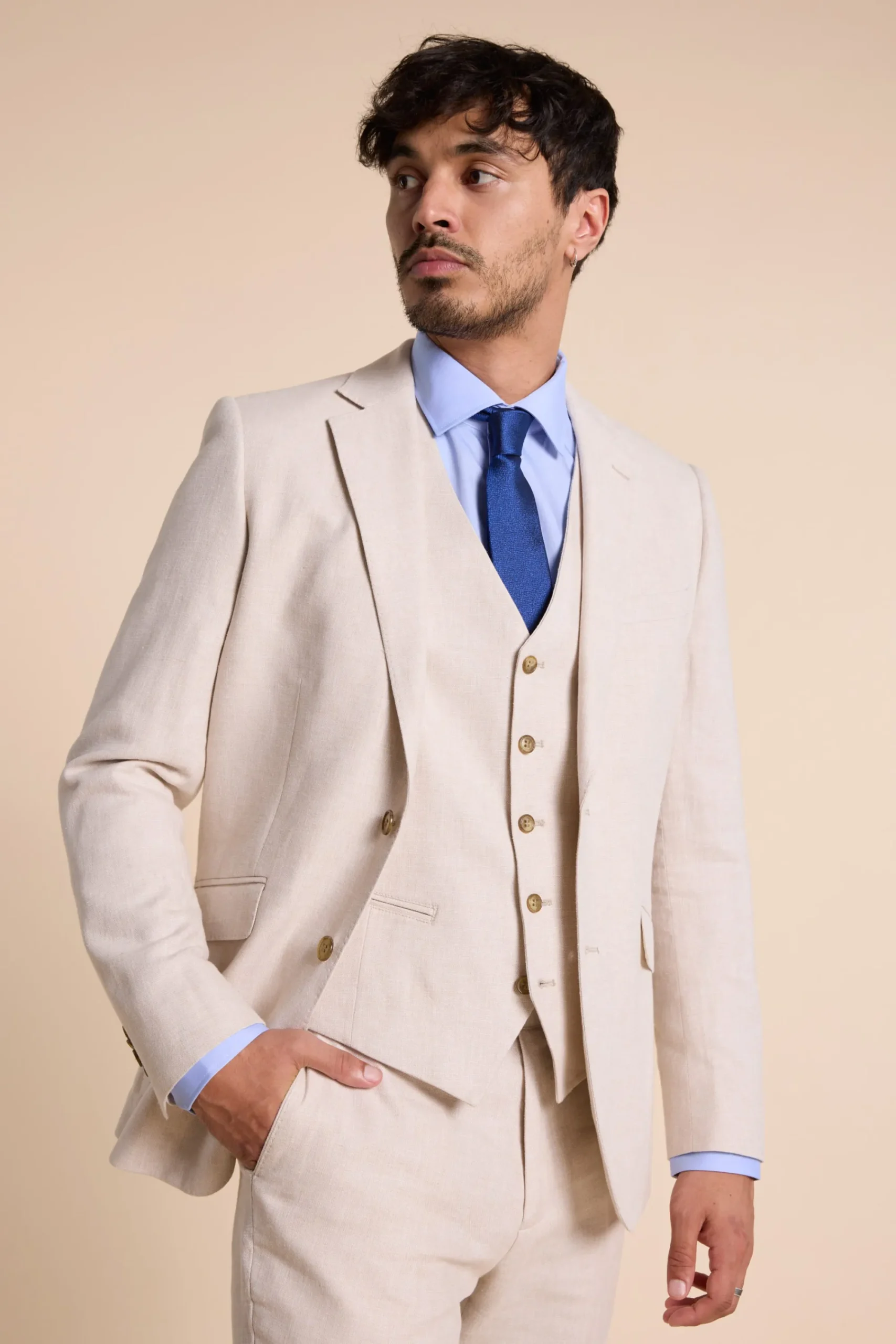 Barkers Waistcoats|Waistcoats^Thompson Textured Linen Waistcoat