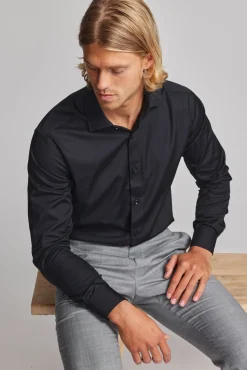 Barkers Eco Easy Care Shirts|Tailored Fit Shirts^Tribeca Regular Cuff Shirt BLACK